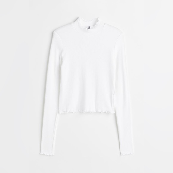 H&M basics white turtleneck ribbed top •Size:small•Fabric:cotton•colour:white - Picture 3 of 7